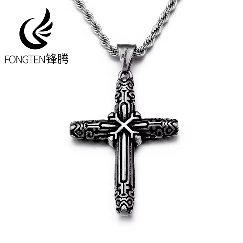 Men Accessories Bd - Fongten Retro croce benedizione ciondolo collana