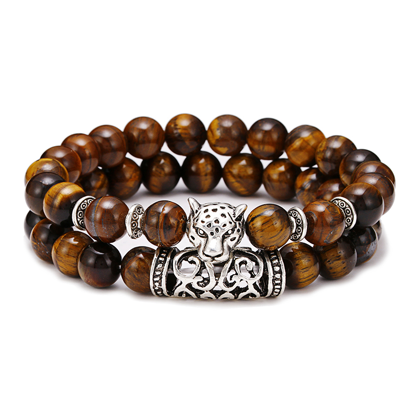 Bracelet Beaded Men - Premium 2 Pz/set Leopardo In Rilievo