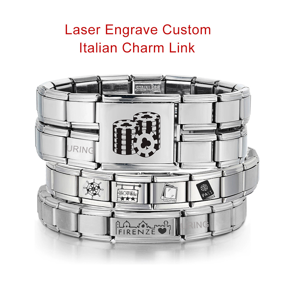 Bracelet Beaded Men - URING Personalizzato Incisione Laser Fascino Italiano