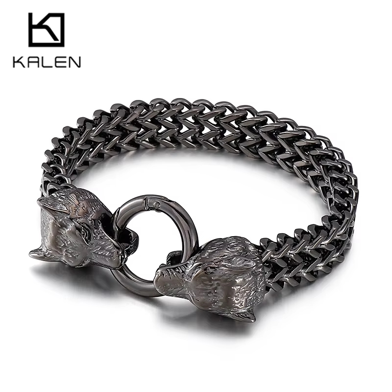 Men Accessories Bd - KALEN Bracciale con Charm Lupo Vichingo